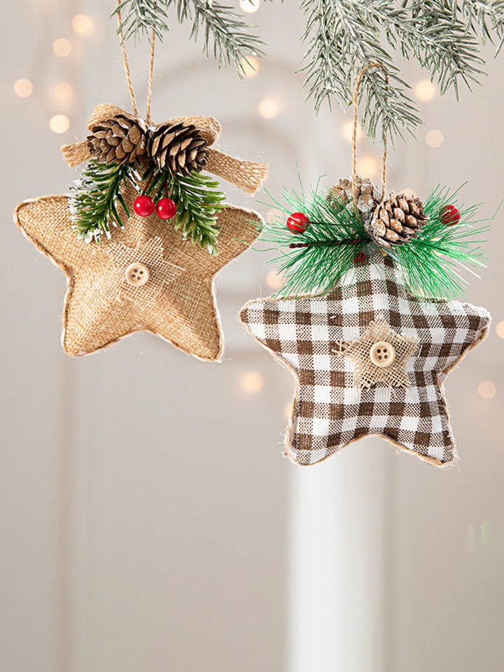 Weihnachtsbaum-Anhänger mit fünfzackigem Stern und Tannenzapfen