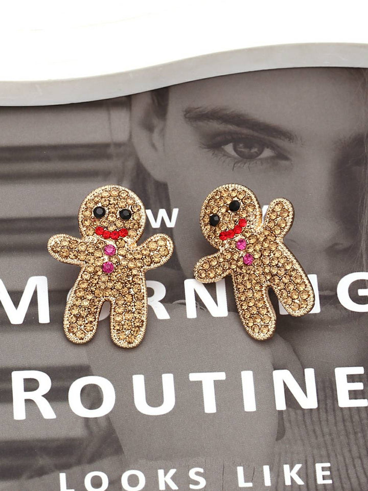 Sparkling Gingerbread Man Diamond Earrings