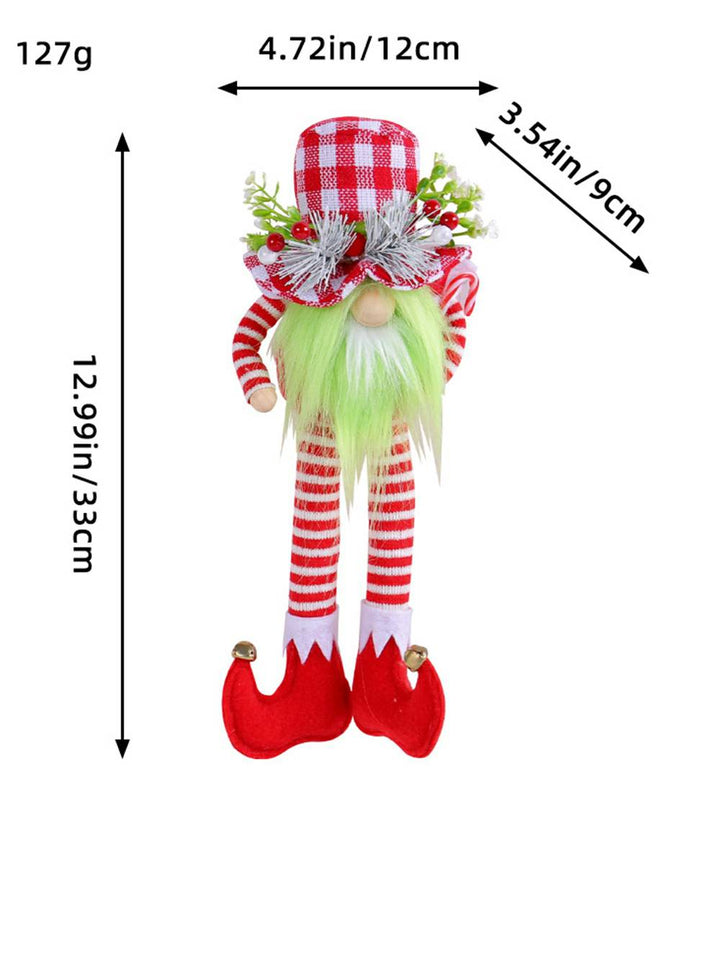 "Long-Legged Gnome with Green Baart" Chrëschtdekoratioun Plüsch Gnome