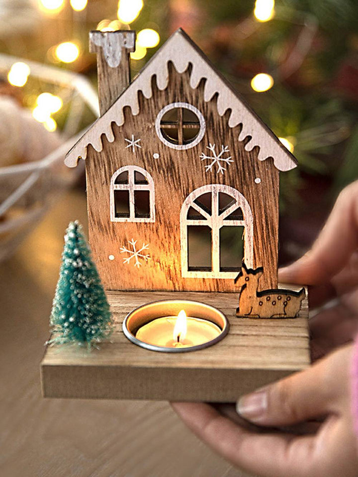 Suporte de vela estilo nórdico para Papai Noel e renas - detalhes de decoração de casa de Natal