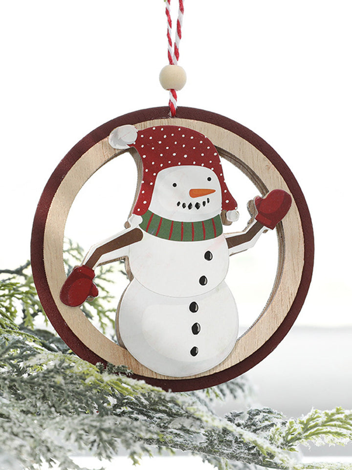 סנטה קלאוס איש שלג קישוט צבעוני מעץ