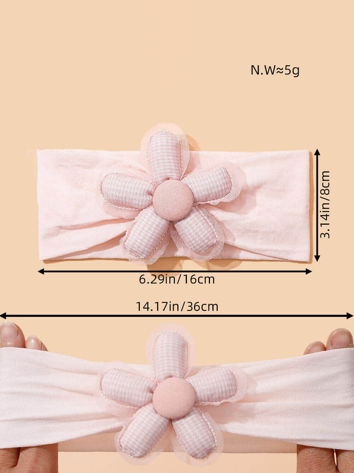 Diademas con diseño de parches de flores rellenas de algodón 3D para bebé