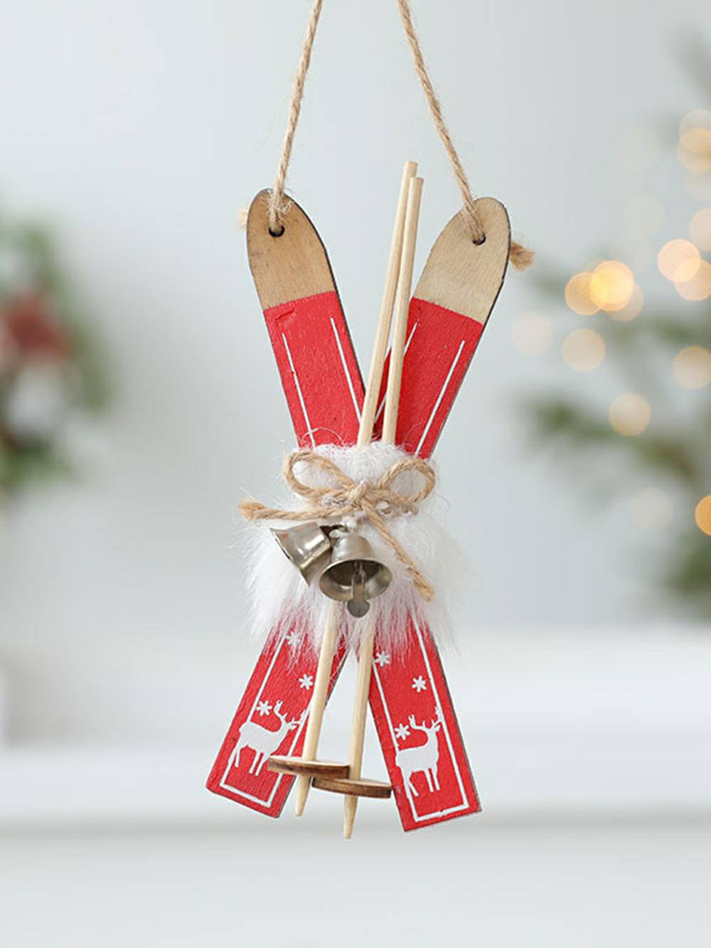 Nordic Red Wooden Sled Ornament
