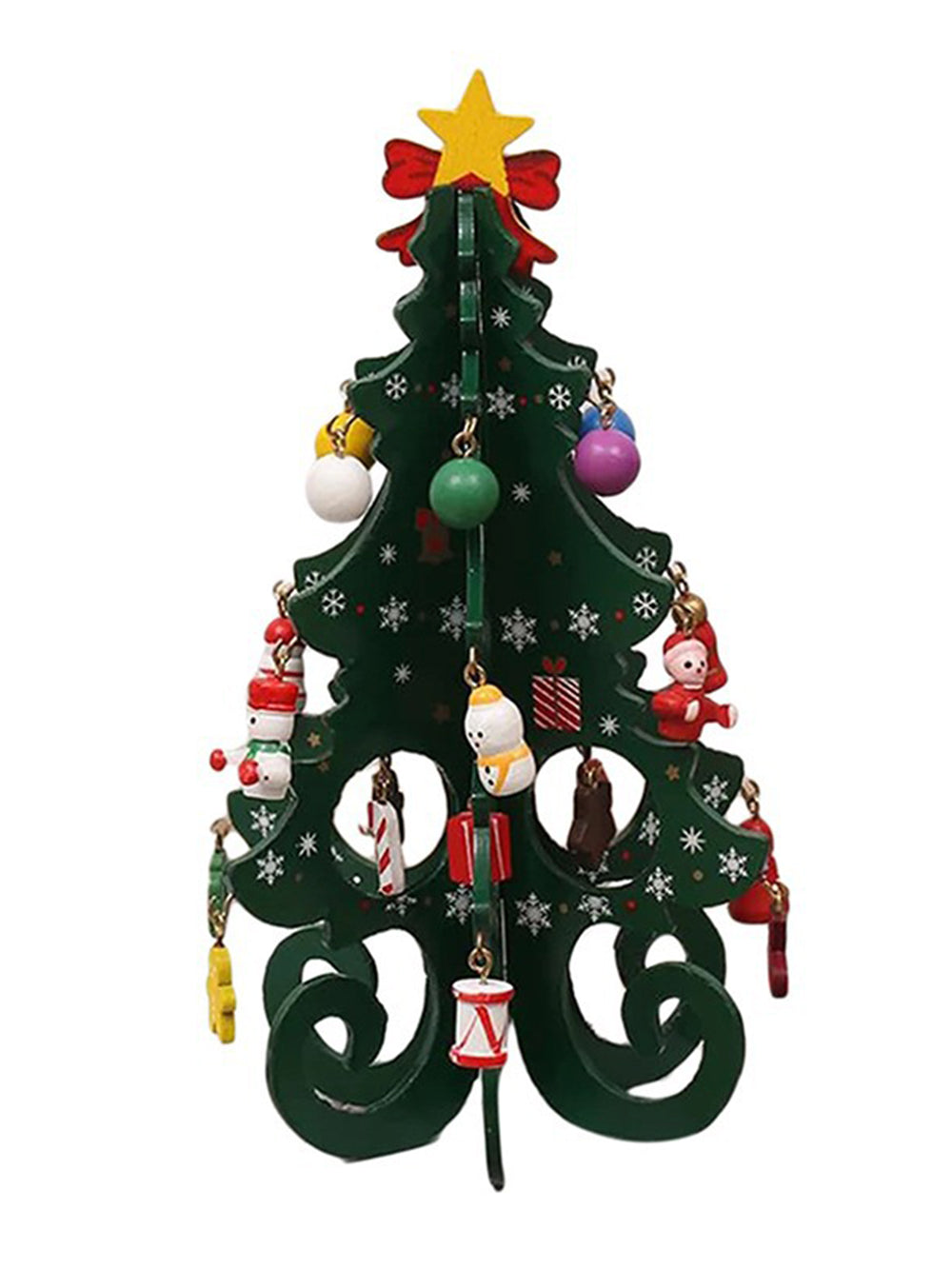 עץ שישה חלקים לחג המולד עם תליונים קטנים