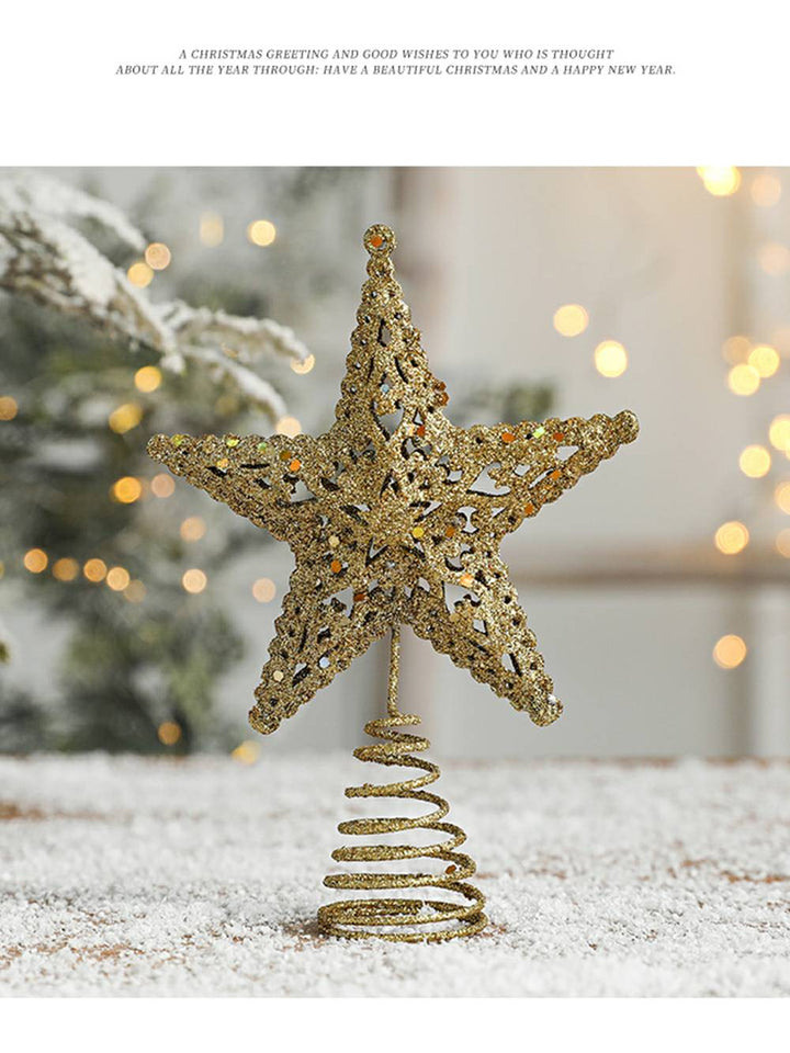 Umělecký vánoční strom: Zlatý 3D vyhloubený pentagram