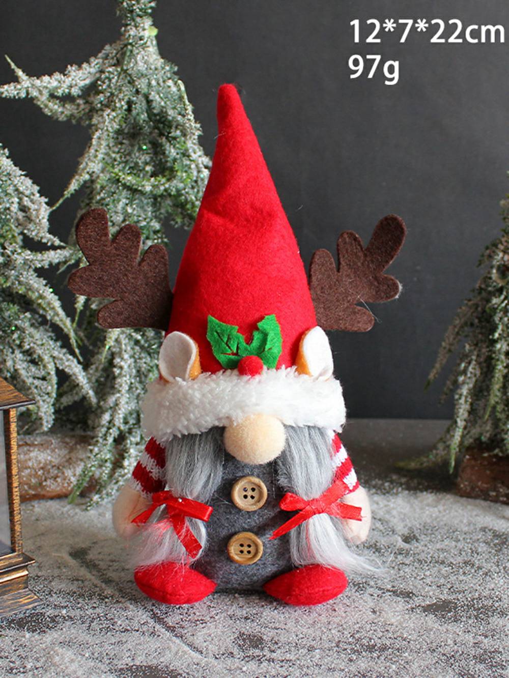 Plüsch-Elfen-Dekoration mit Geweih, Waldpaar-Design, Weihnachten
