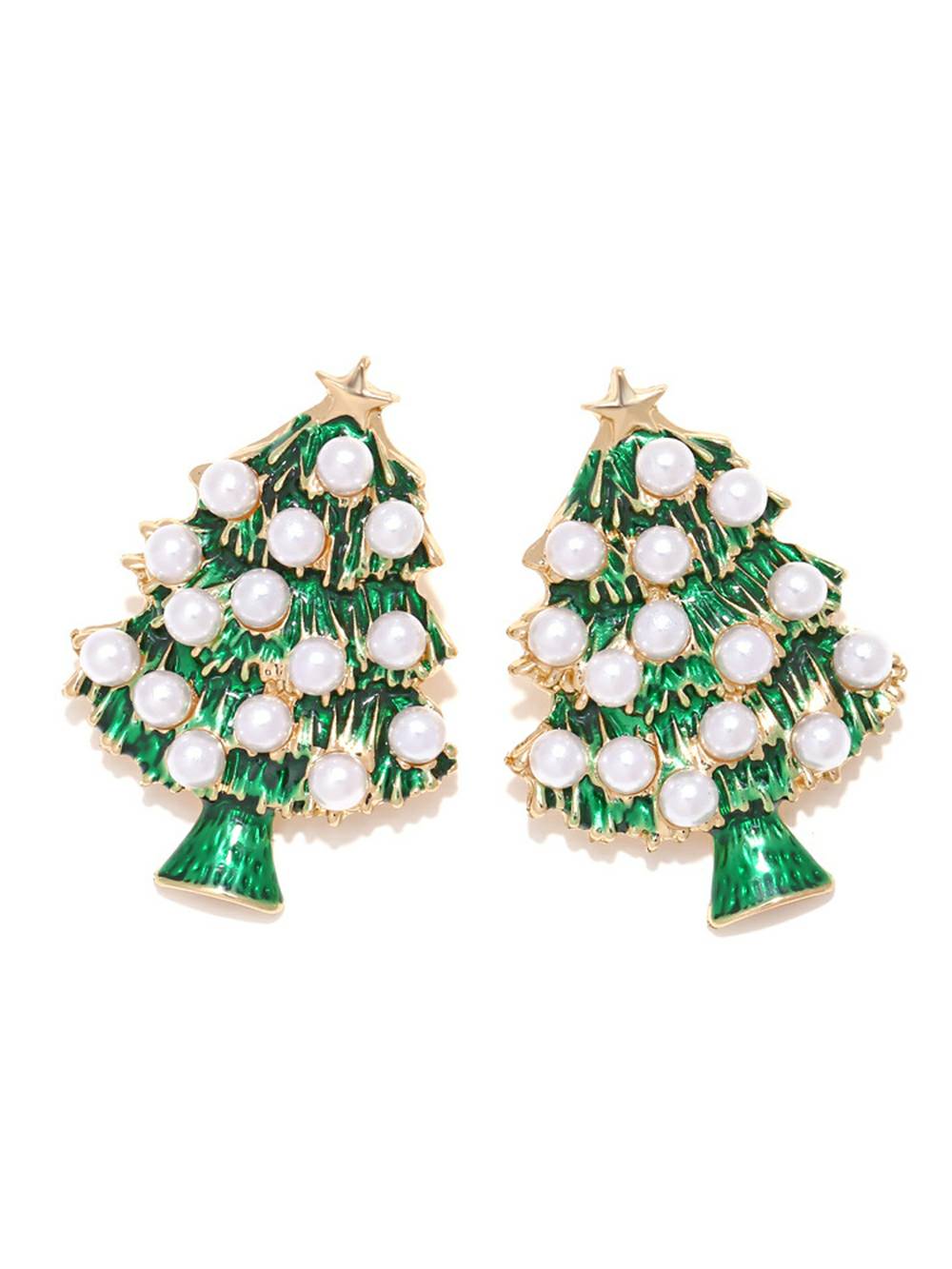 Emaille Weihnachtsbaum Perlen Ohrring