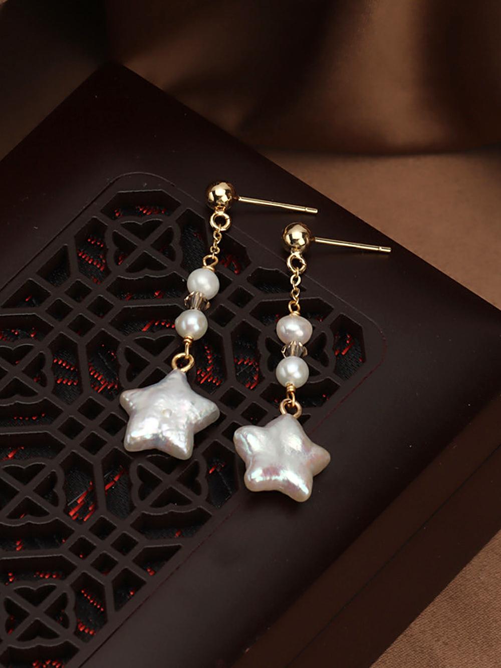 Barokní perlové náušnice s hvězdou