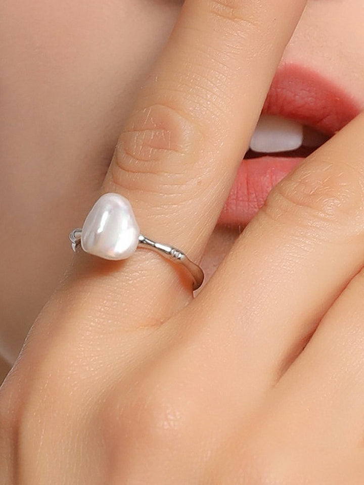 Barokk Antioue Silver Pearl Ring