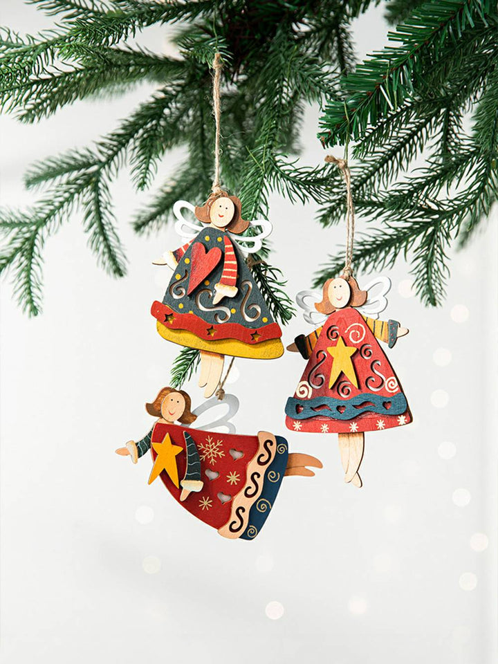 Boneca criativa de anjo de Natal pintada com decoração suspensa
