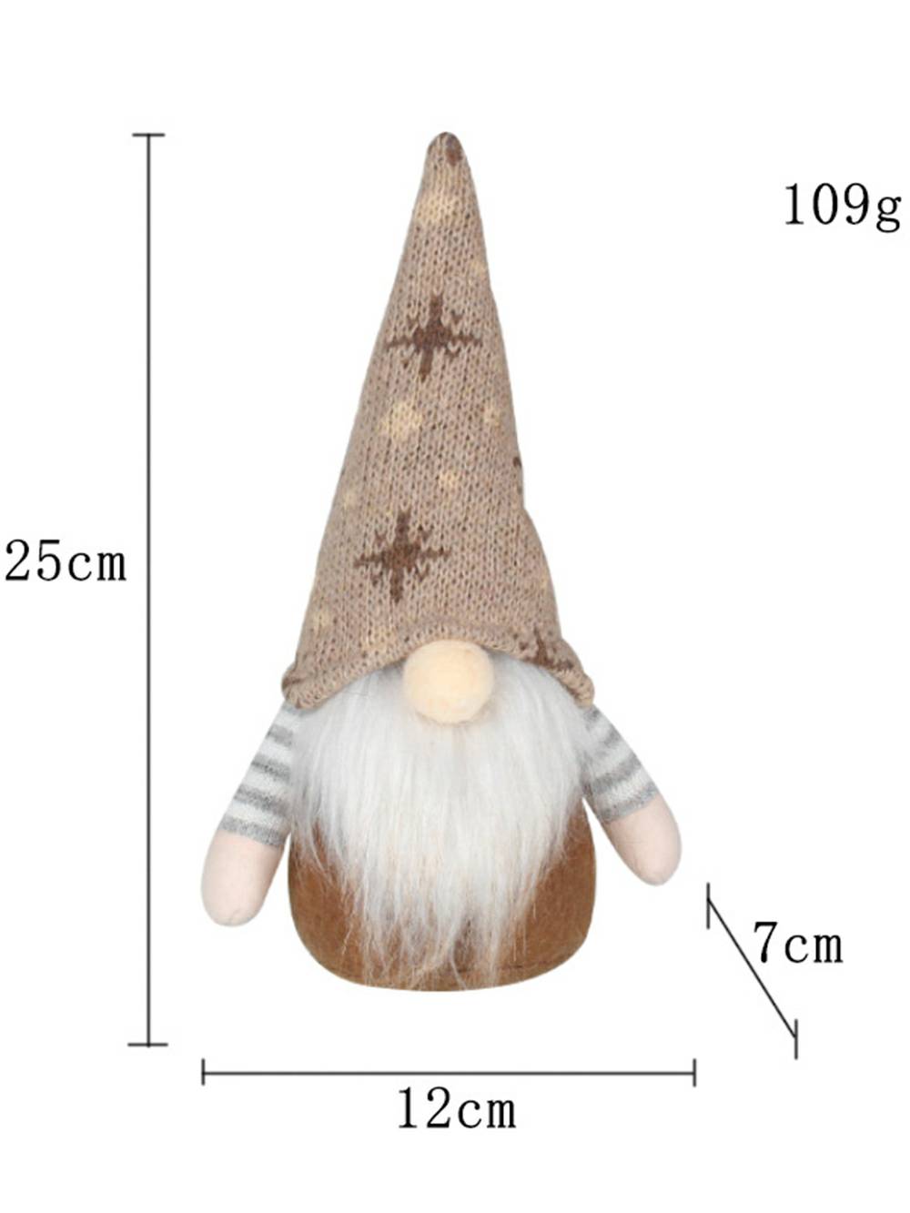 Świąteczny pluszowy elf z dzianinową czapką w kształcie płatka śniegu, lalka Rudolph