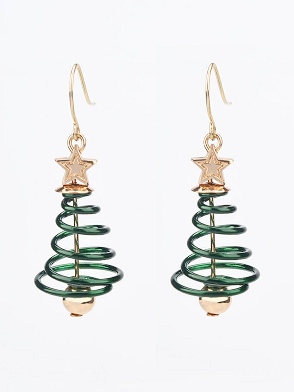 Christmas Tree Metal Spiral Earrings