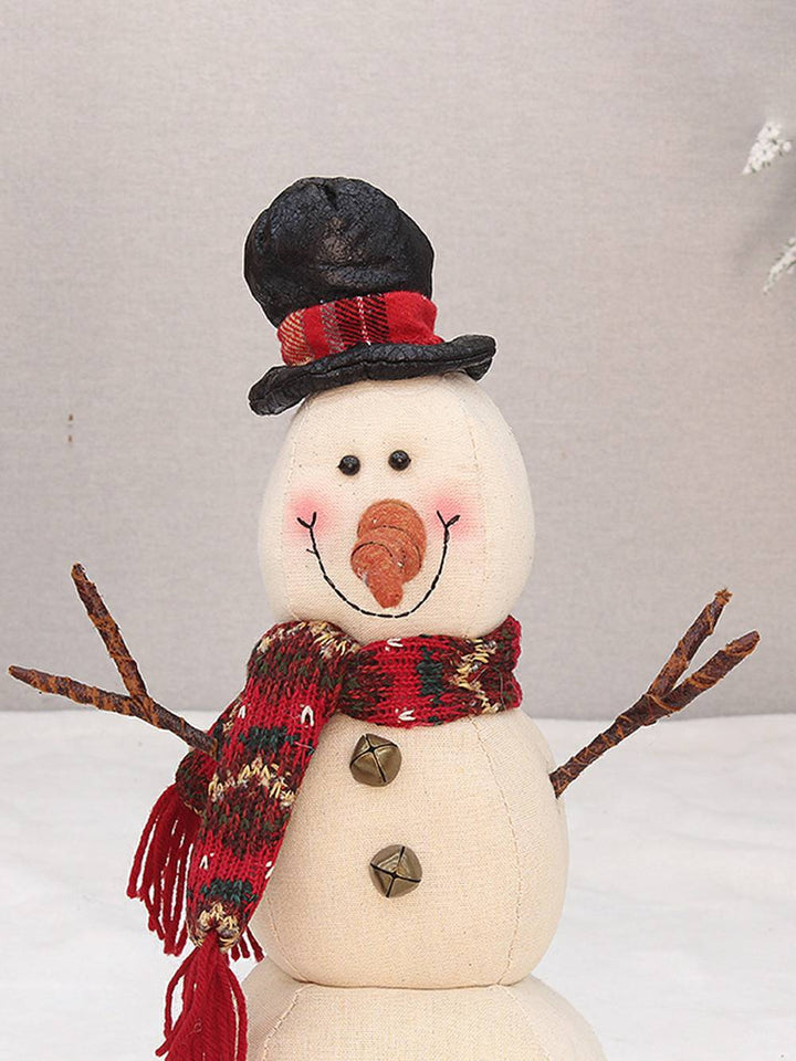 Decorazione per bambole con pupazzo di neve, ornamenti per bambole per finestre, artigianato natalizio
