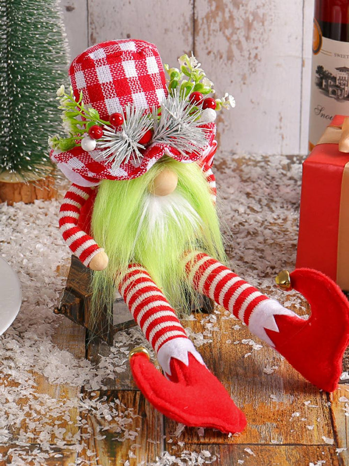 "Long-Legged Gnome with Green Beard " Christmas Plush Gnome Decoration