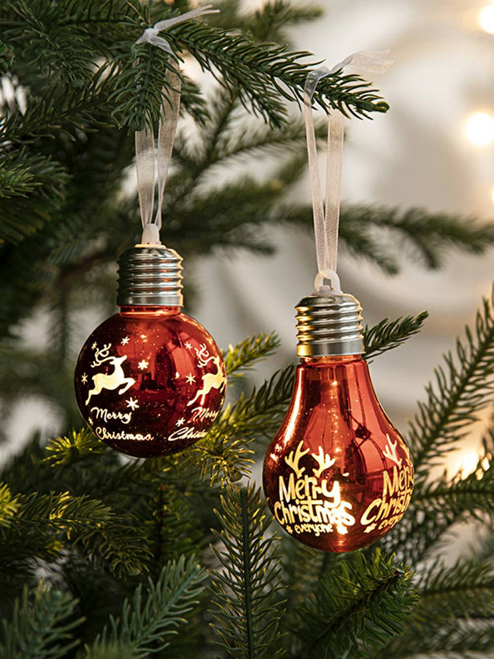 Kreativ julgranskula galvaniserad glödlampa hängande dekoration