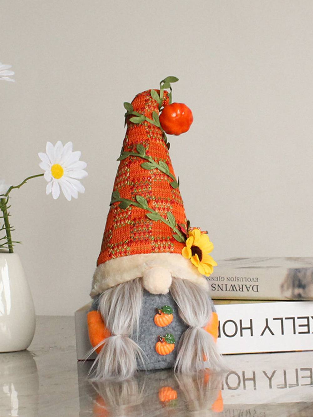 Kürbis Sonneblummen Gnome Elf Plüsch Ornament