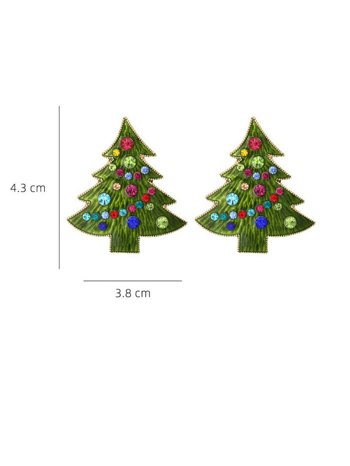 Pendientes de árbol de Navidad de piedra multicolor