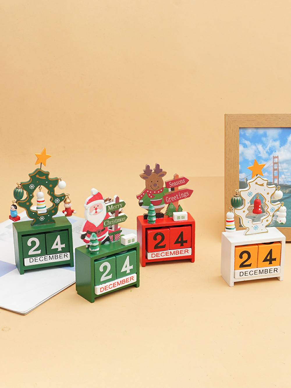 Wooden Advent Calendar Desktop Ornament