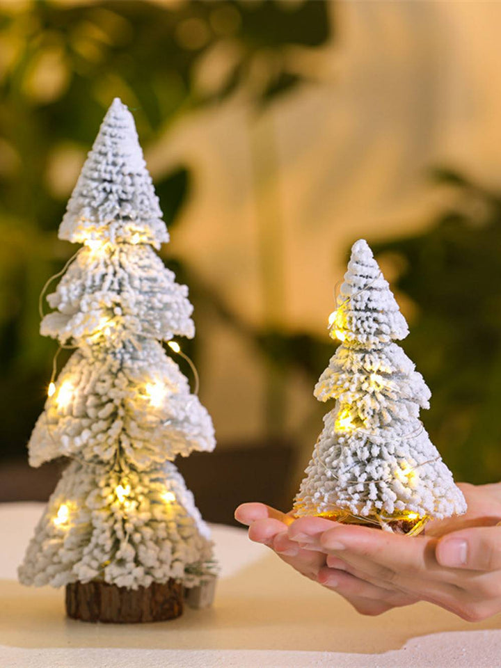 Mini Pine Tree Light Tower Velvet Snowflake Christmas Decoration