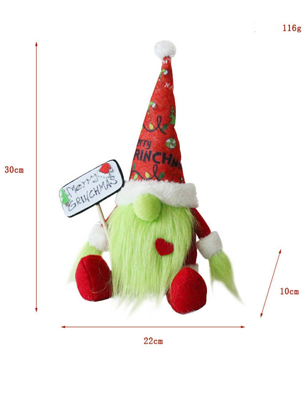 Langskjegg Grinch Grønt Hår Gnome Plysj Alve Julepynt