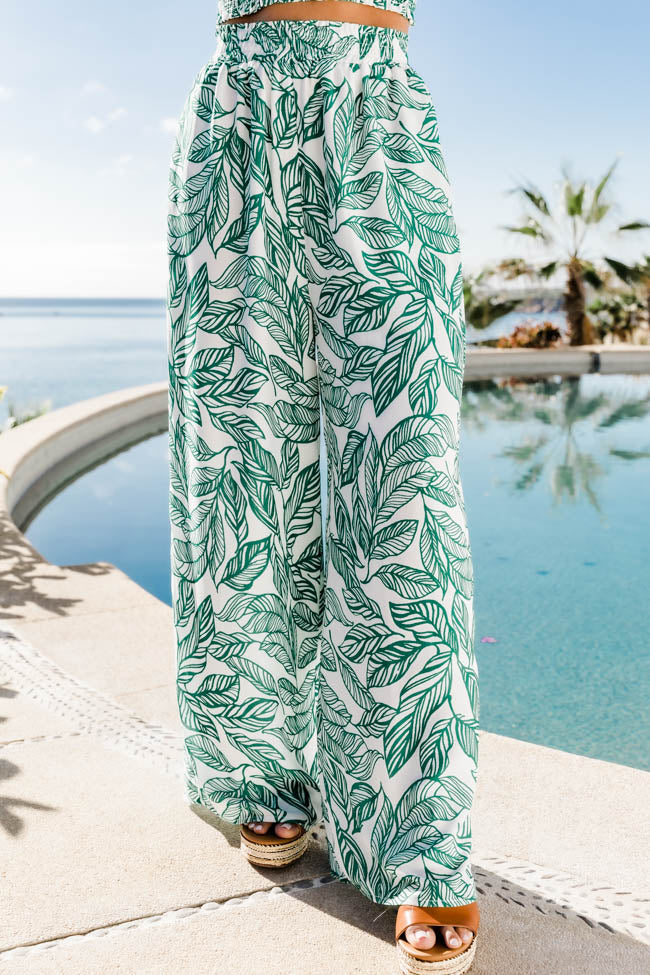 Conjuntos de pantalón de dos piezas boho floral en turquesa