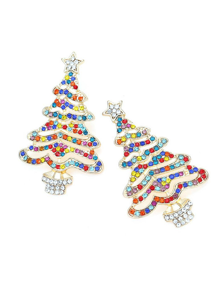 Boucles d'oreilles en forme d'arbre de Noël en cristal d'inspiration florale