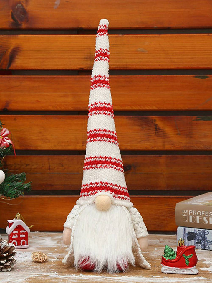 Weihnachtsplüsch-Rudolph-Puppe mit rot-weiß gestreiftem langem Hut