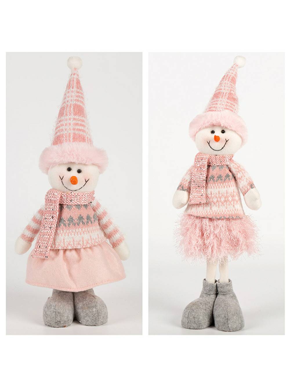 Barbie natalizia in peluche rosa con renna elfo e pupazzo di neve Rudolph