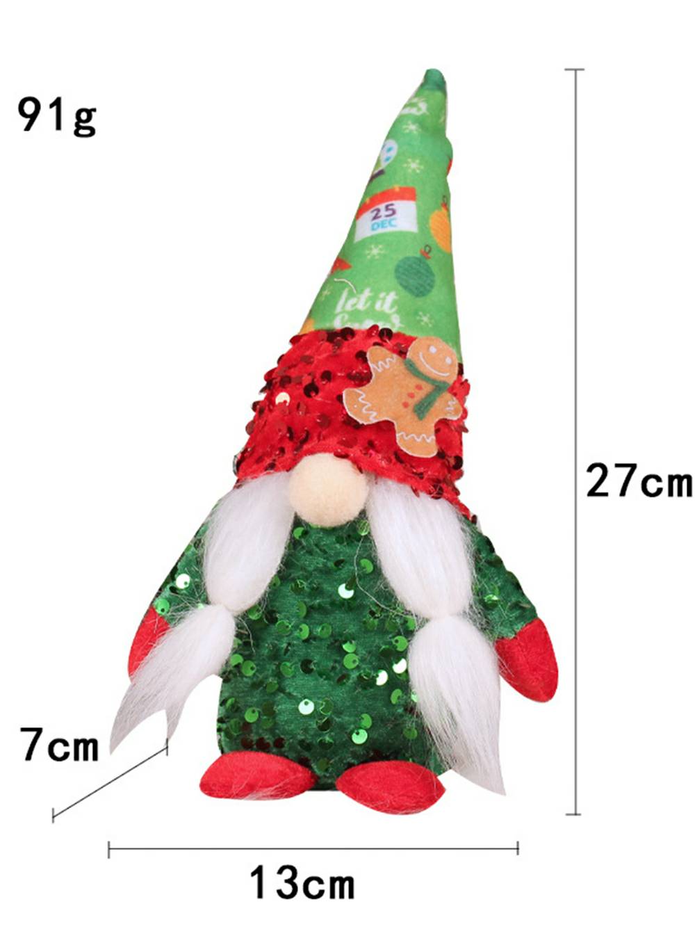 Boneco de gengibre de pelúcia de Natal com contas Rudolph Dwarf Doll