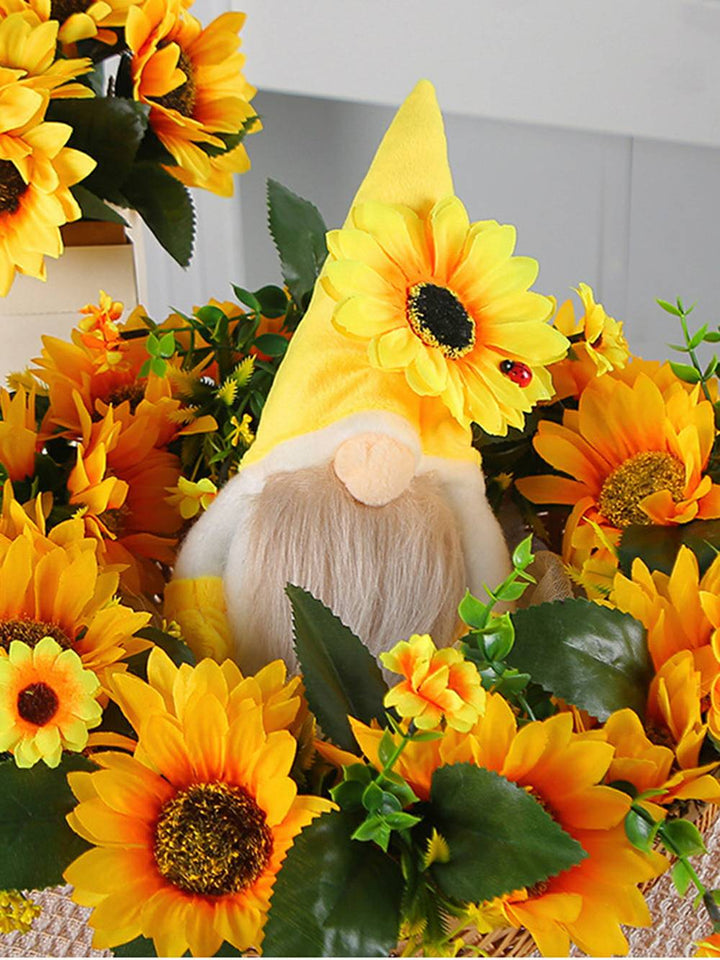 Hierscht Sonneblummen an Honeybee Nordic Elf Chrëschtdag Dekoratioun