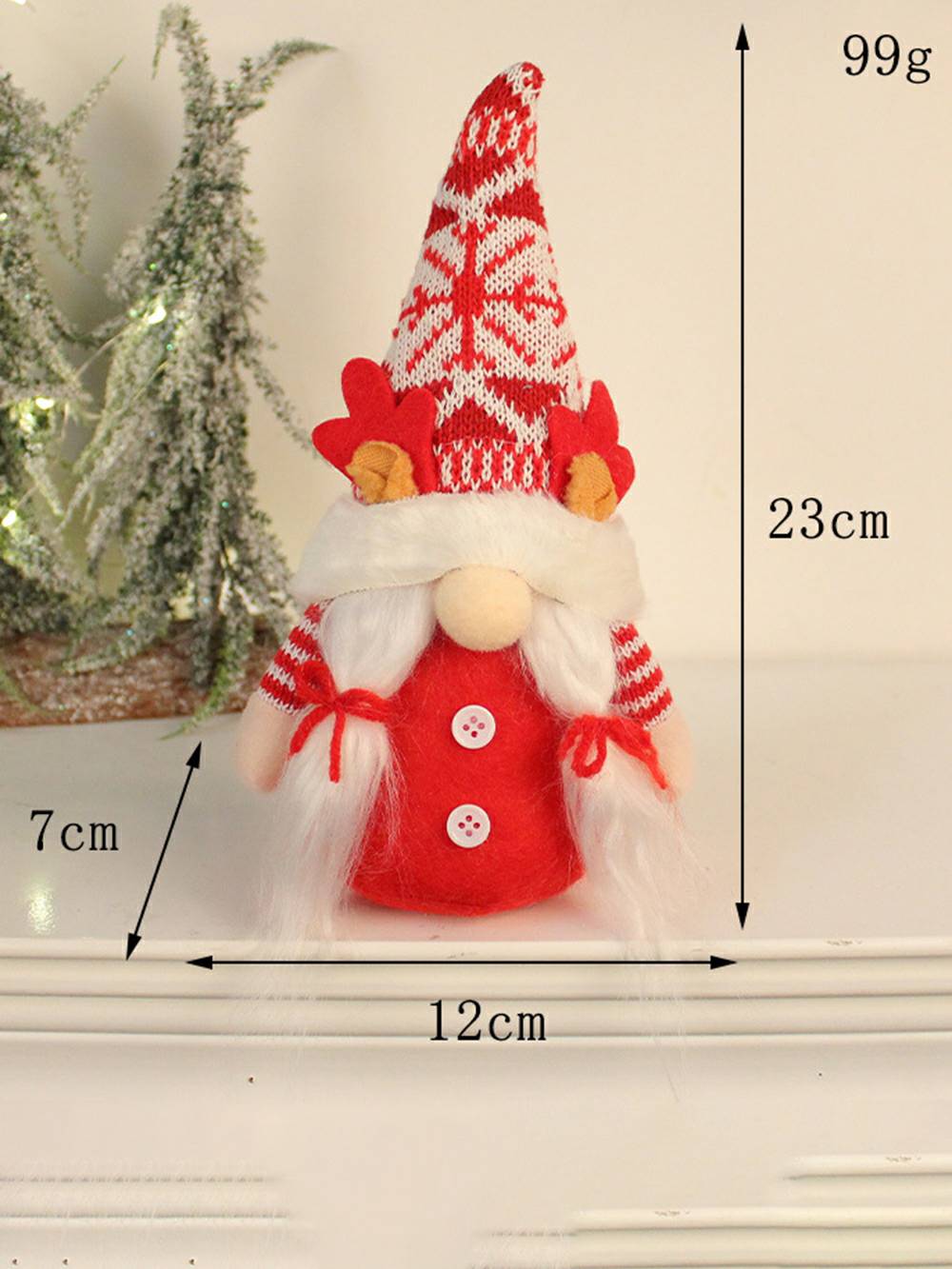 Vánoční dekorace plyšového skřítka: Pletená a vousatá panenka s parohy