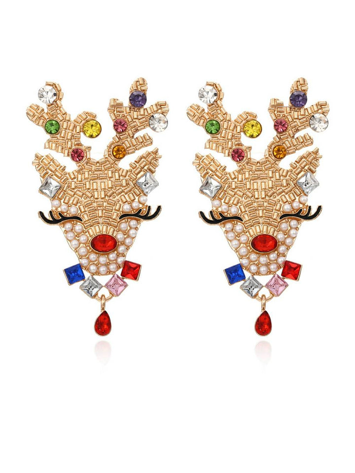 Sparkling Reindeer Studded Earrings