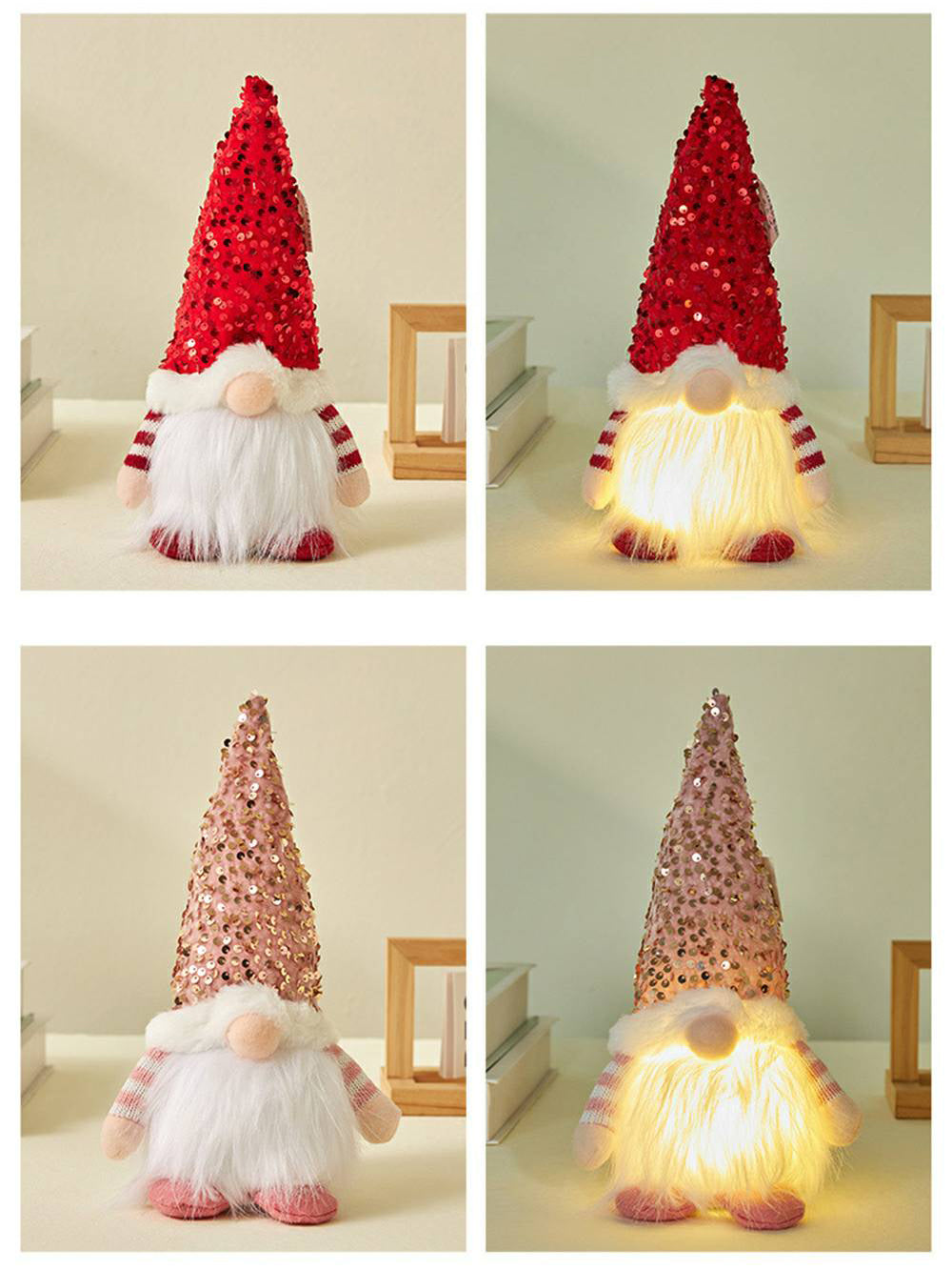 Christmas Plysch Elf Glitter Light-up Rudolph Doll