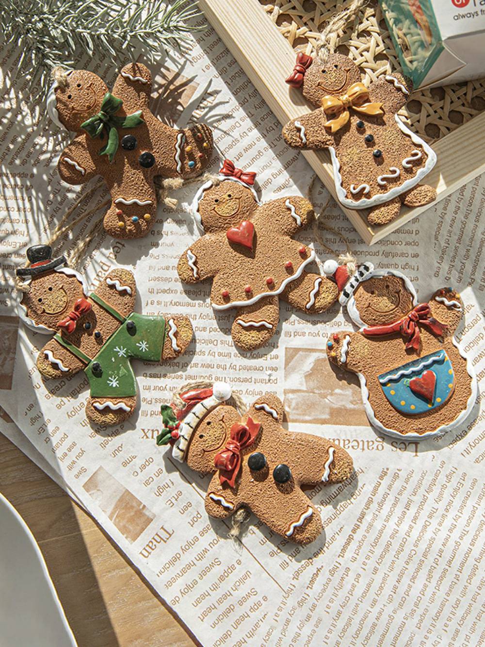 Christmas Tree Gingerbread Man Resin Hanging Decoration