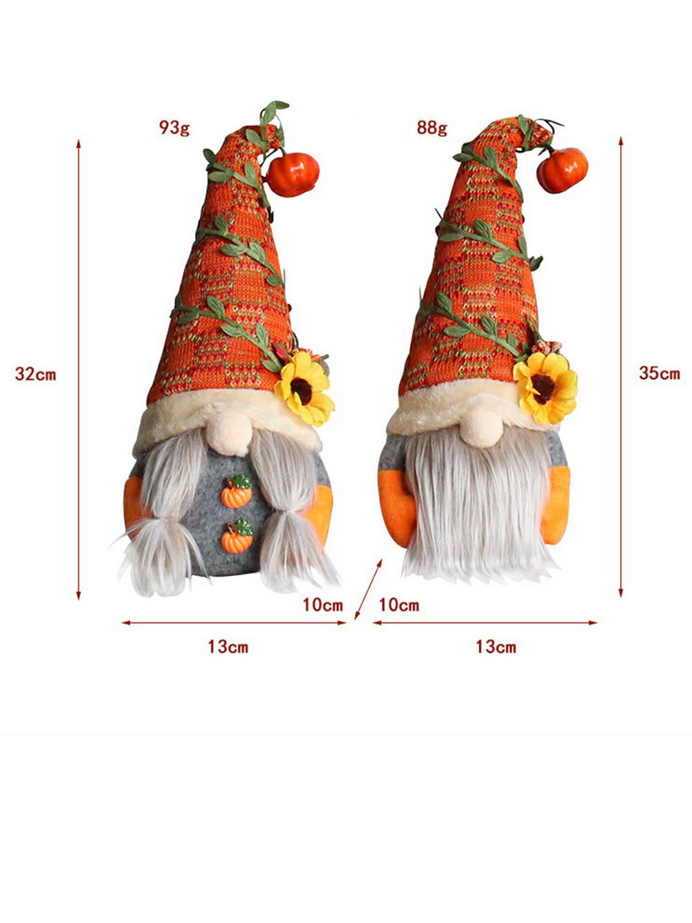 Kürbis-Sonnenblumen-Zwerg-Elfen-Plüsch-Ornament