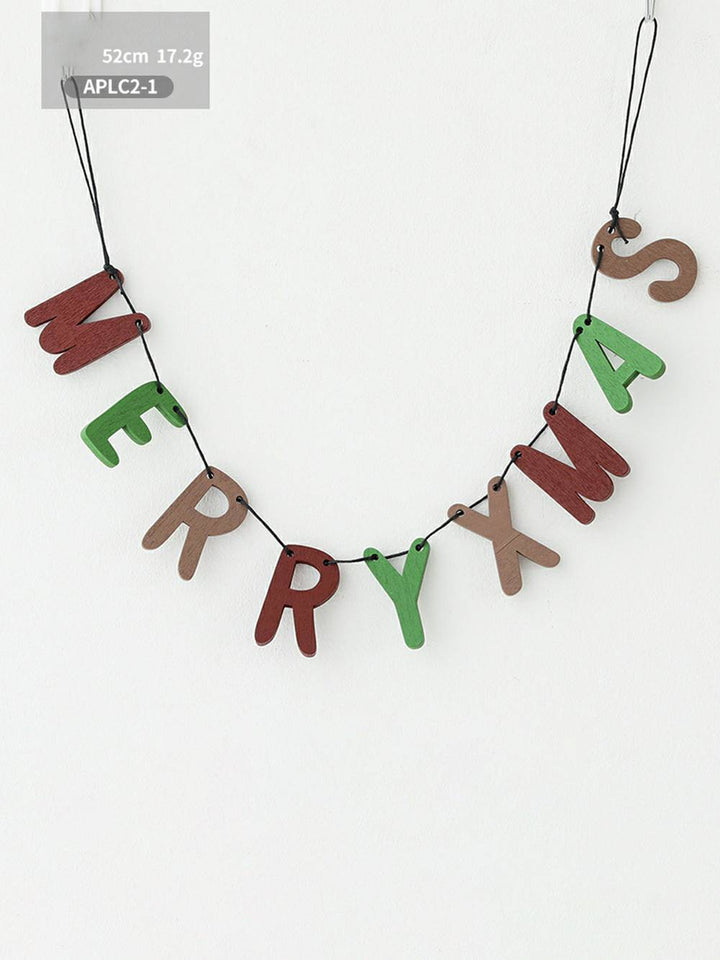 Colorful "MERRY XMAS" Wooden Letter Garland Decoration