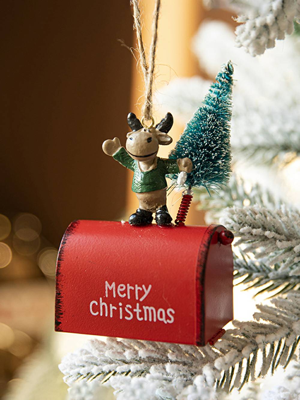 Iron Painted Santa Mailbox Vánoční strom dekorace