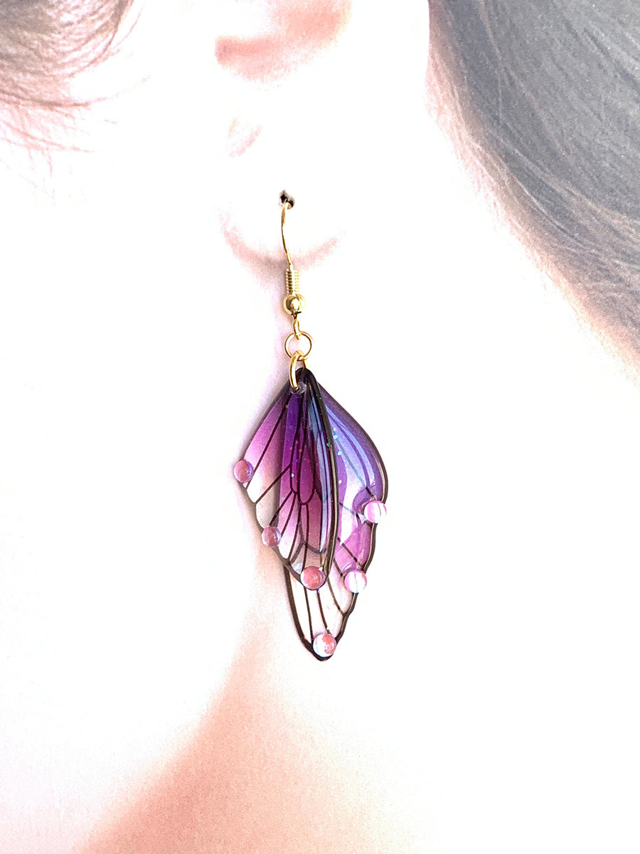 Σκουλαρίκια με φτερό πεταλούδας - Crystal Fairy Wing
