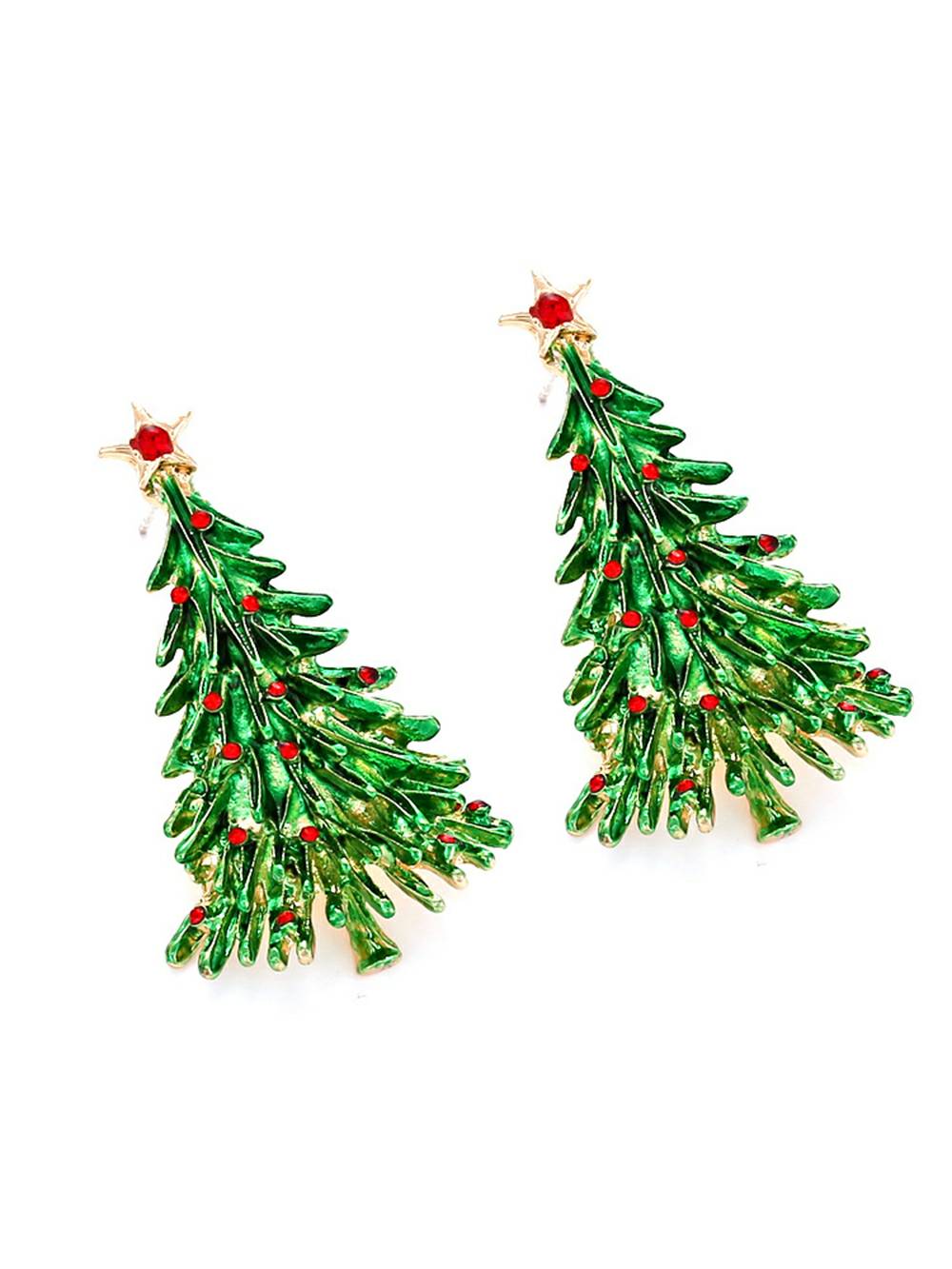 Glänzende Weihnachtsbaum-Stern-Ohrringe