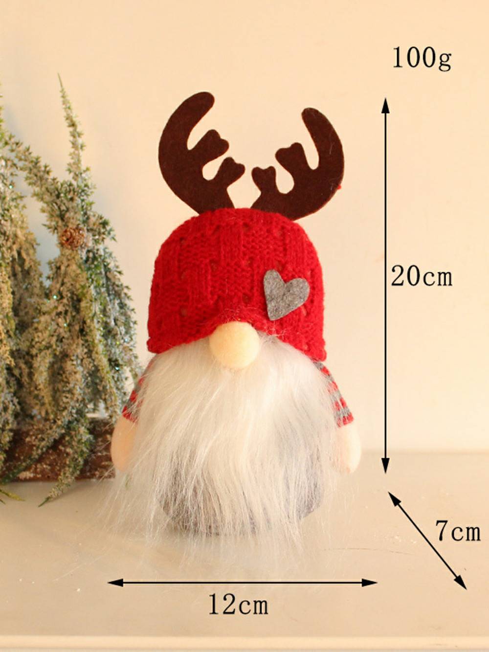 Chapéu de malha Antler Plush Rena Gnomo Decoração de Natal