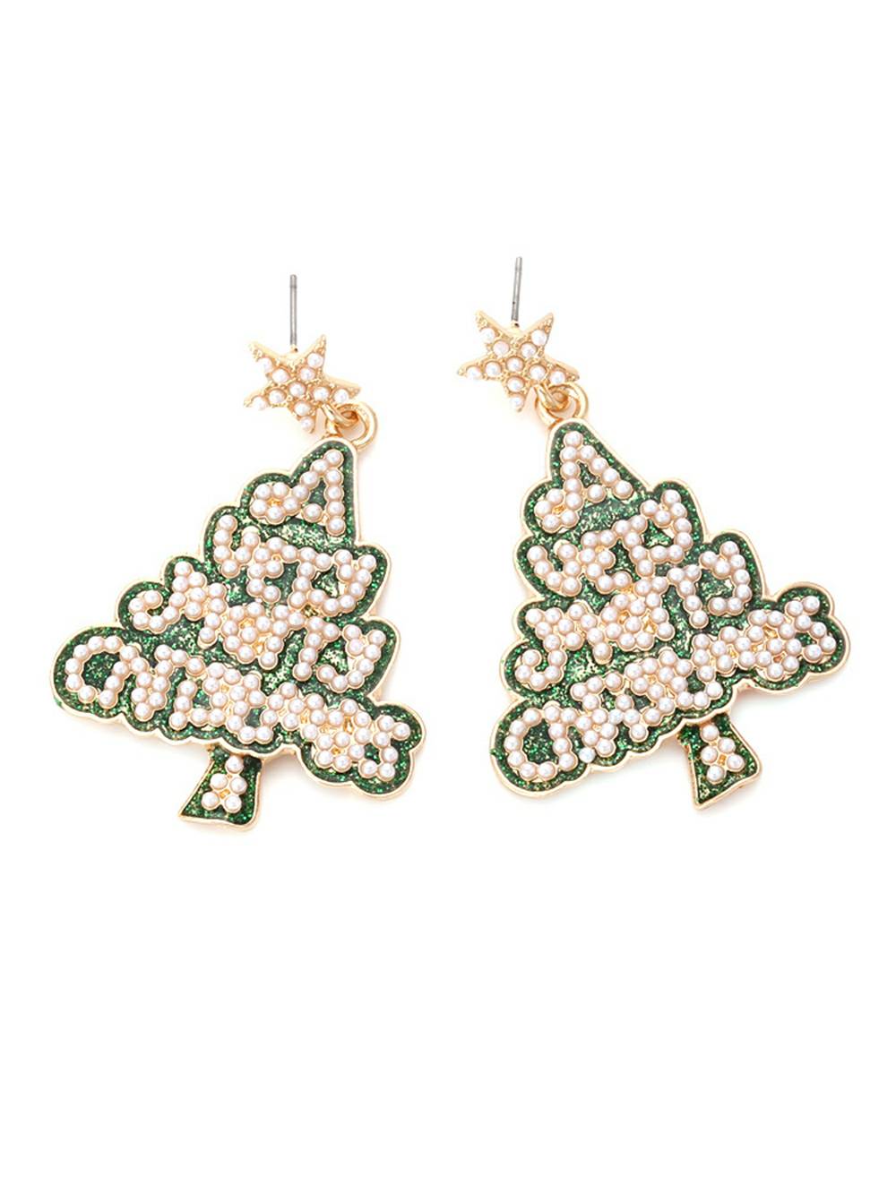 Orecchini albero di Natale con lettera stella perla