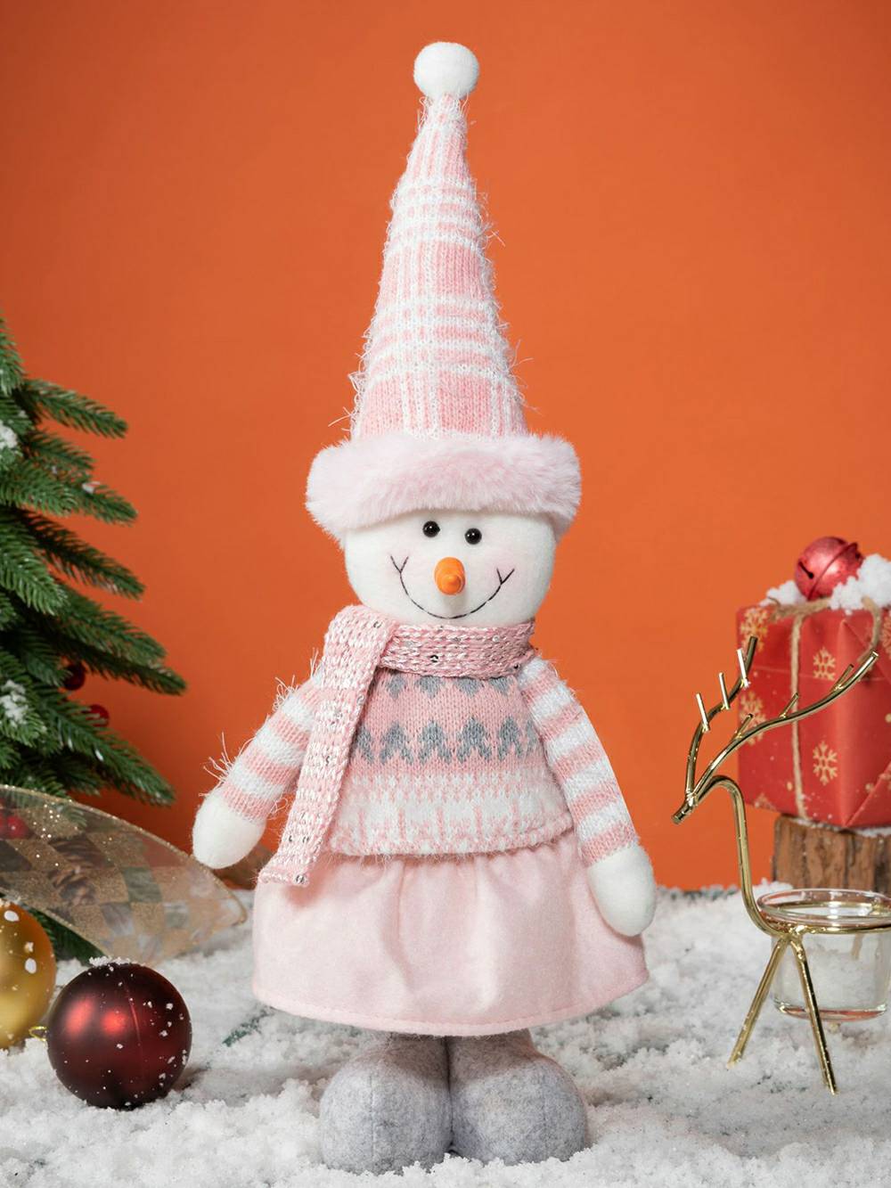 Christmas Barbie Pink Plush Elf Reindeer & Snowman Rudolph Doll