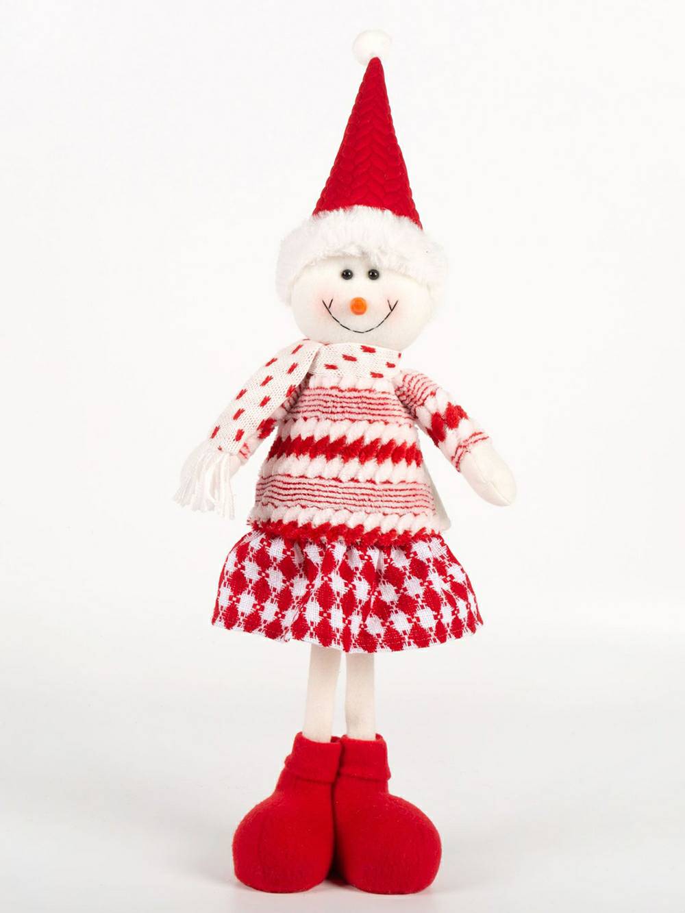 Świąteczna czerwona pluszowa lalka Elf Renifer i Bałwan Rudolf