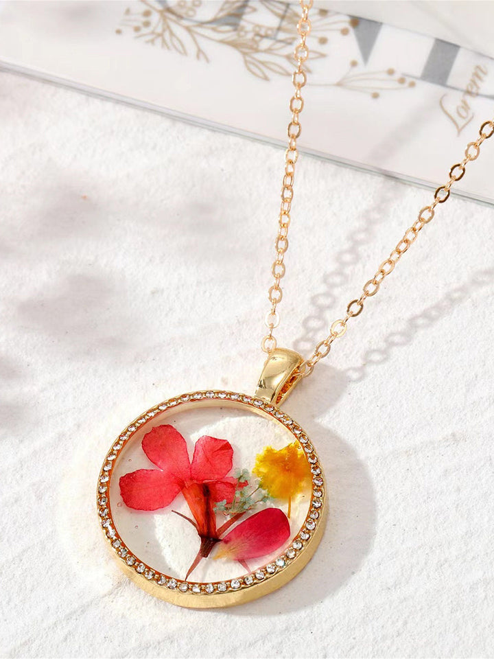 Pryskyřice lisované květinové náhrdelníky - květinový měsíc narození z drahokamu