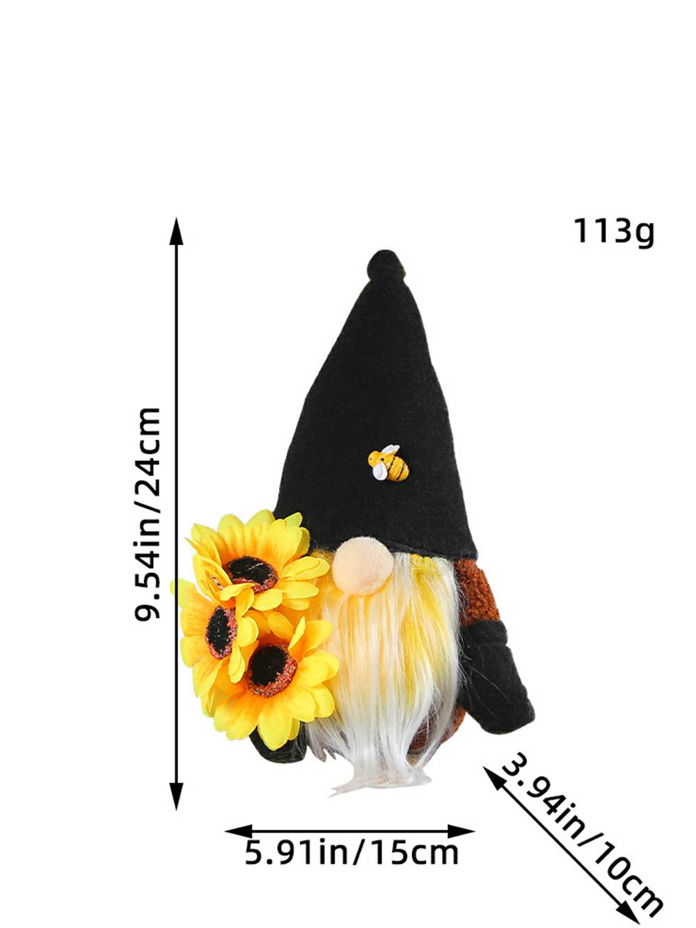 Hierscht Sonneblummen an Honeybee Nordic Elf Chrëschtdag Dekoratioun