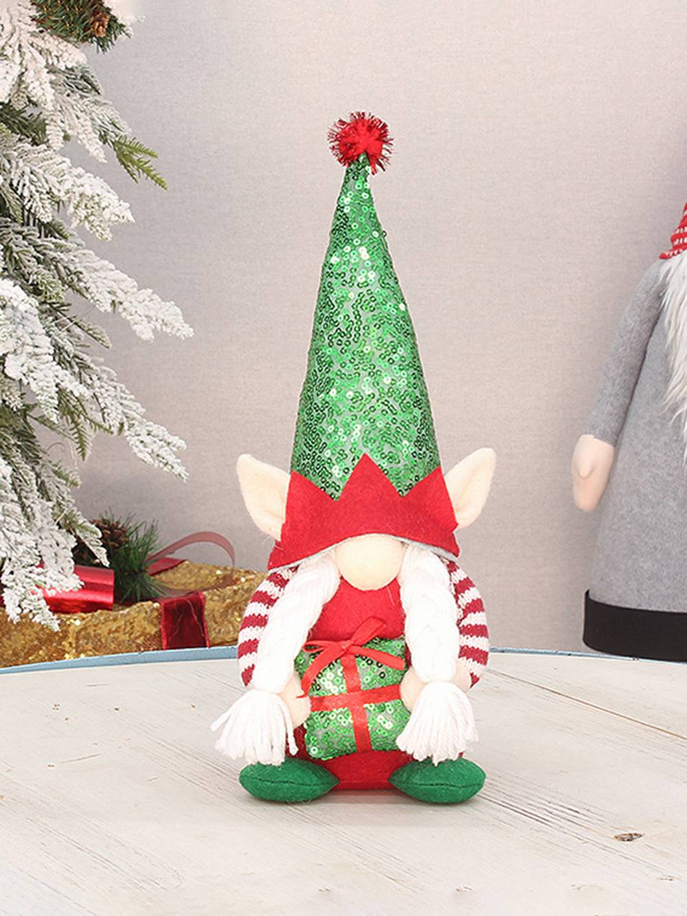 Peluche natalizio con corna scintillanti in feltro, bambola nana Rudolph