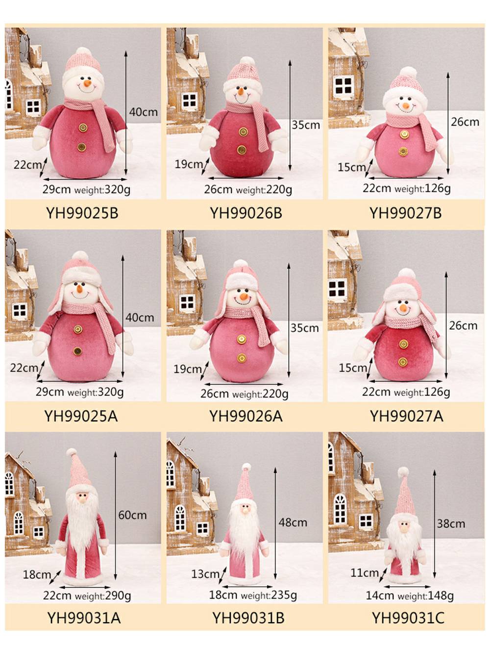 Ροζ Υφασμάτινο Πλεκτό Καπέλο Χιονάνθρωπος Λούτρινο παιχνίδι Χριστουγεννιάτικη διακόσμηση