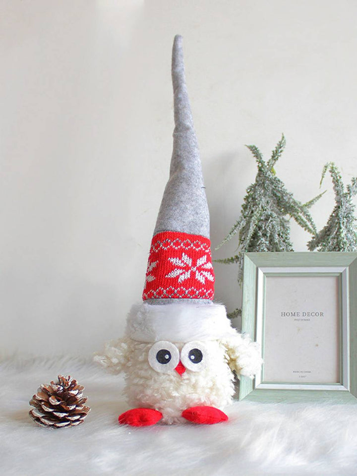 Bambola Rudolph in peluche natalizio con cappello a forma di gufo