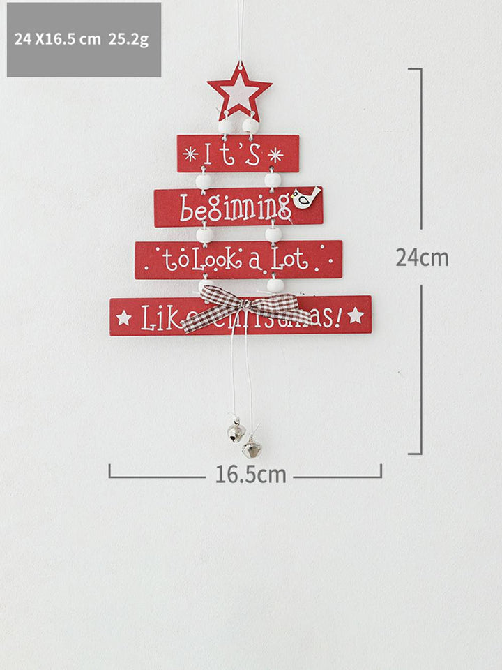Kerstboomvormige houten handgeschilderde decoratieve letter plaque ornament