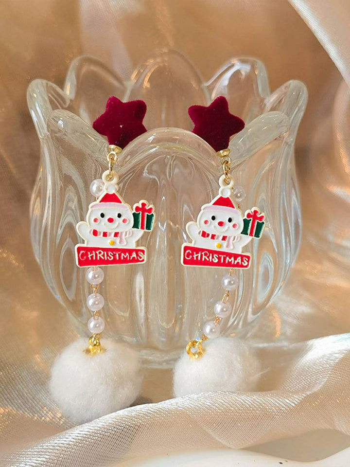 Boucles d'oreilles en perles de bonhomme de neige de Noël
